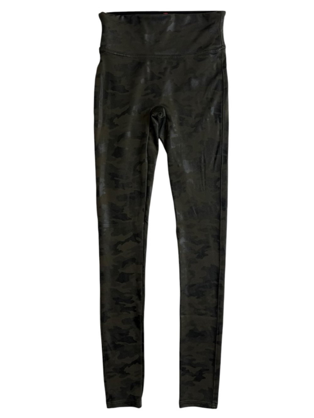 Spanx x Revolve Faux Leather Camo Leggings Matte Dark Olive Black Power Waist XS - Picture 3 of 8